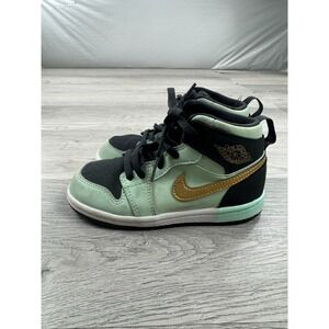 Nike Air Jordan 1 Retro High OG TD Black Gold Mint Basketball Toddler Size 9C